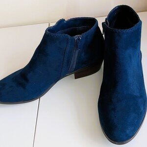 Madeline Ankle Boots, Blue Faux Suede, Women's Sz 9